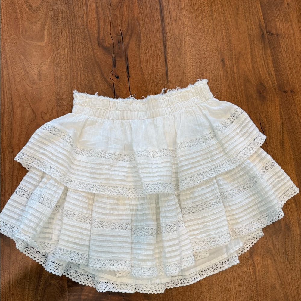 Aerie White Bubble Mini Skirt Tiered Ruffled Casual Size Small. $15